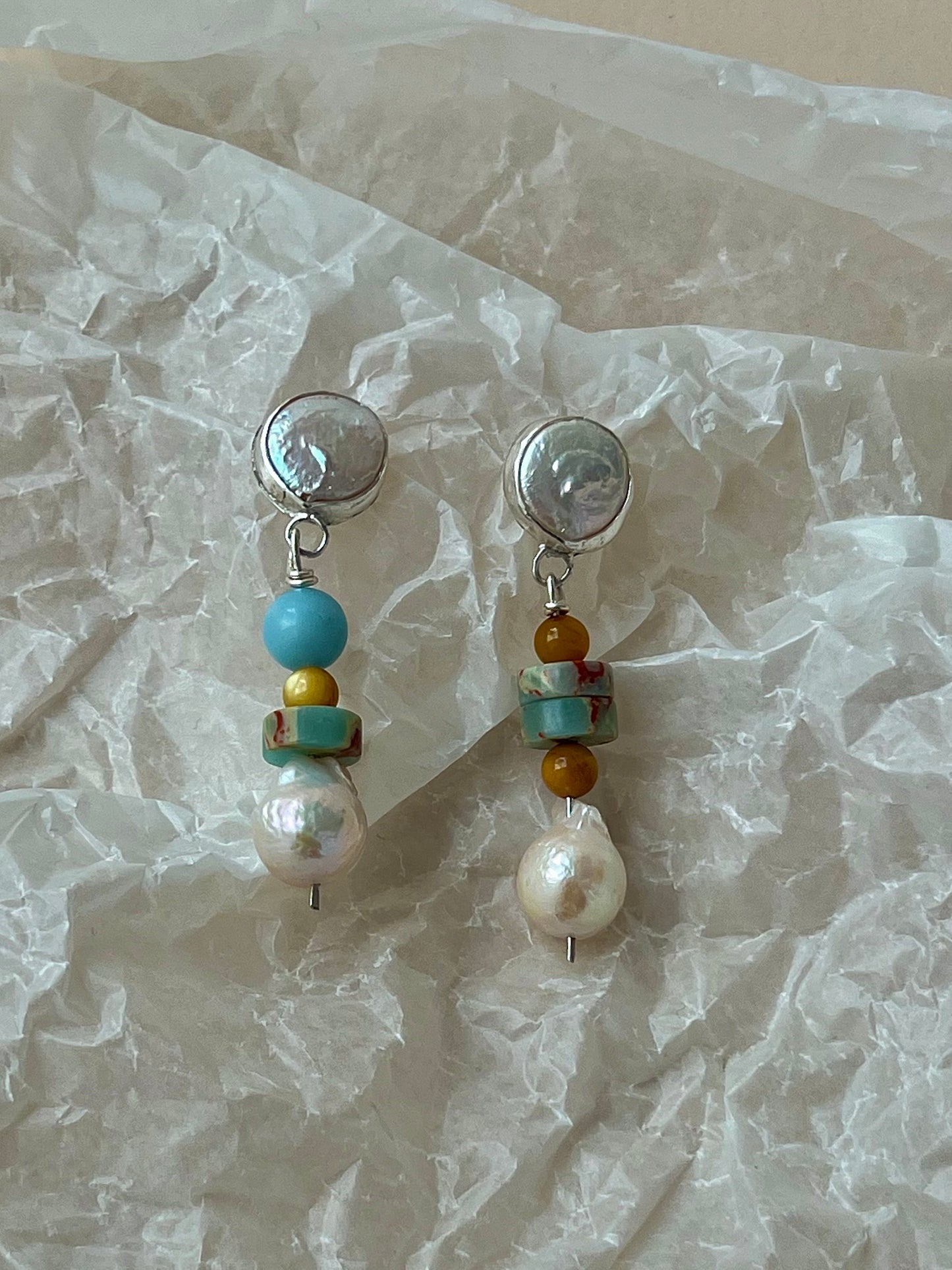 Blue Drop Pearl Earrings