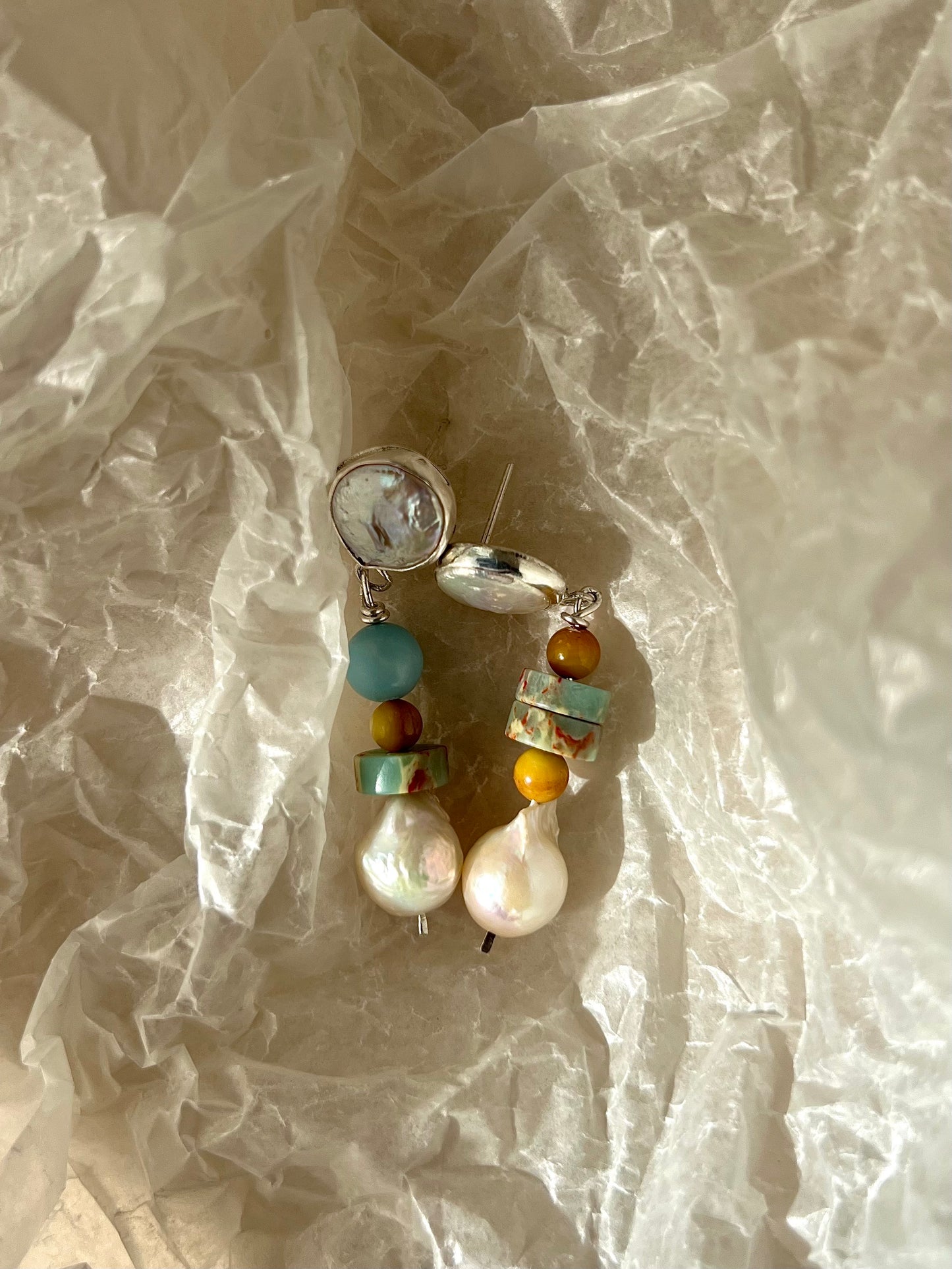 Blue Drop Pearl Earrings