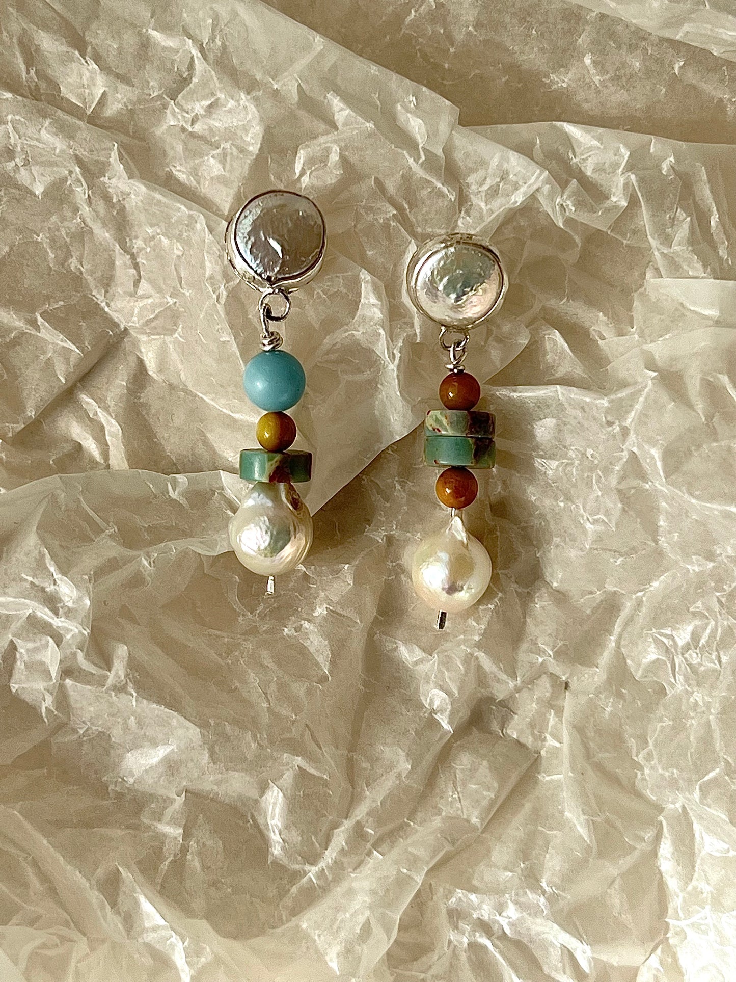 Blue Drop Pearl Earrings