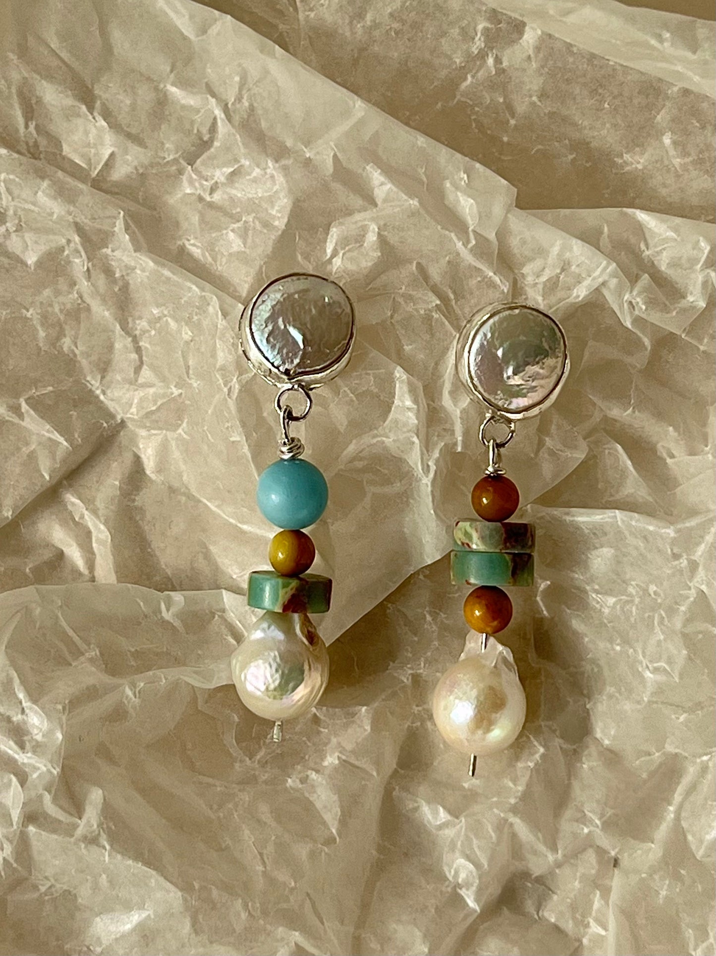 Blue Drop Pearl Earrings